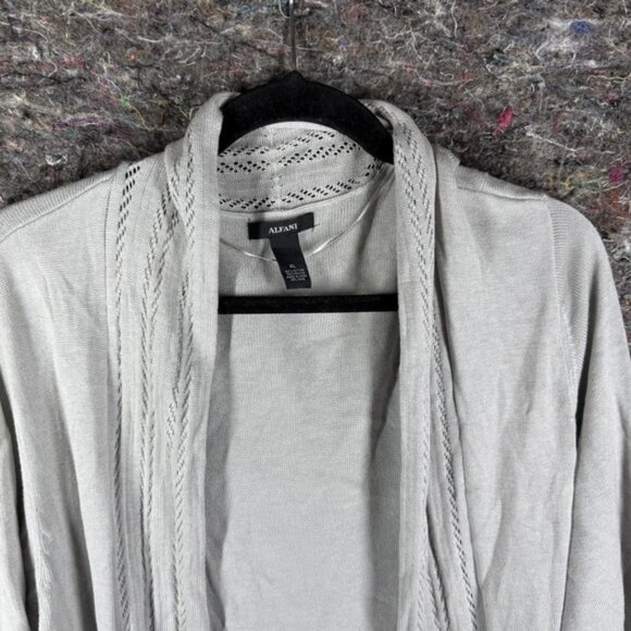 Alfani Cardigan Sweater Womens XL Gray Long Sleeve Open‎ Front Lightweight Knit - Picture 2 of 11
